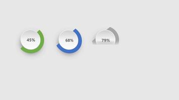 animación vistoso circulo forma 4 4 paso para diseño infografía plantillas en gris antecedentes. video