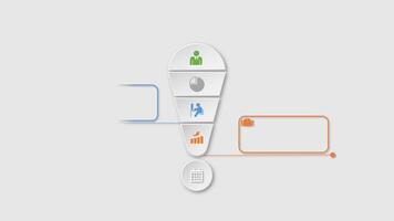 animação colorida em branco forma 4 degrau para Projeto infográfico modelos em cinzento fundo. video