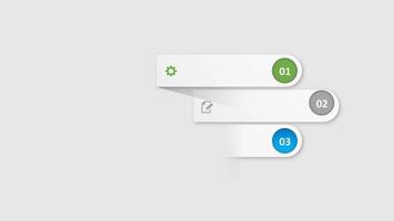 animação colorida em branco forma 4 degrau para Projeto infográfico modelos em cinzento fundo. video