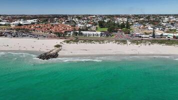 stunning footage sea beach cars driving along coast sorrento perth australia aerial 4k video