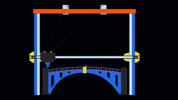 3d gedruckt Brücke Linie Karikatur Animation. Prototyp entwickeln städtisch Infrastruktur 4k Video Bewegung Grafik. fortgeschritten Digital Modellieren Steg 2d linear animiert Objekt isoliert auf transparent Hintergrund