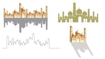 Mosque Icon set for Ramadan kareem vector illustration, ramadan holiday celebration background