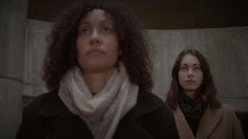 Lifestyle Portrait of Two Young Women Watching Tower Building Together video