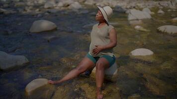 Carefree African Mother In Pregnancy Maternity Time Enjoying Life video