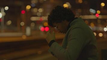 Unhappy Man Talking Frustrated Arguing Annoyed Outside In The City video