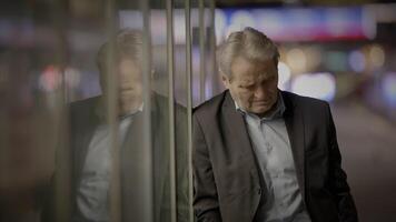 Male Business Person Standing Out of The Crowd Inside Trainstation video