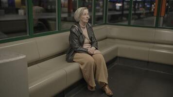 Unhappy Thoughtful Old Female Person Anxious and Lonely video