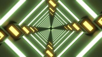 3d animação do uma túnel com quadrado formas dentro néon luzes. 60fps video