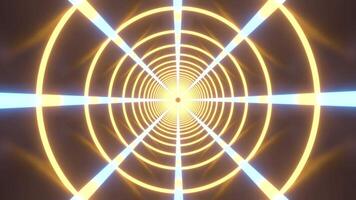 3d abstrakt Animation von Strahlen von Neon- Beleuchtung Spinnen auf das Bildschirm im Schleifen nahtlos Übergang. vj, dj oder Musik- Hintergrund. 60 fps video