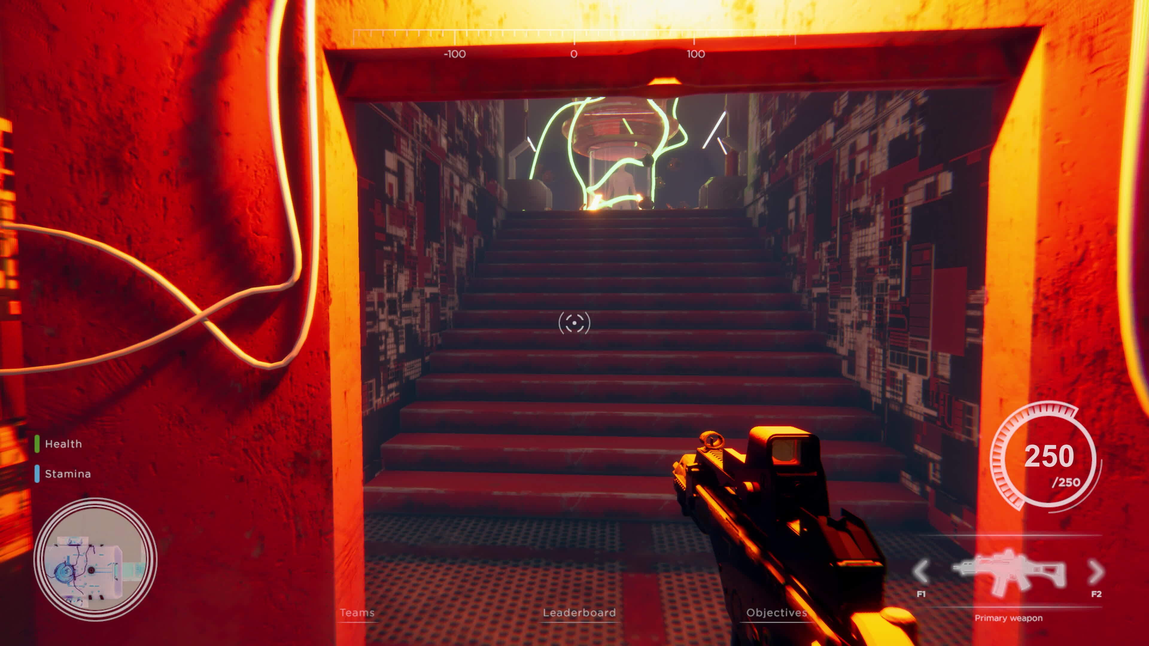 3D video game animation sci fi first person shooter space scene. HUD