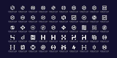 Set of abstract initial letter H logo template vector