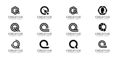 Set of creative abstract monogram letter Q logo design vector