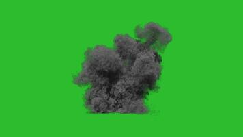 Artillery explosion on green screen and black background with alpha channel video