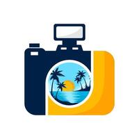 camera vector design with summer background