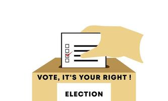 Hand input vote paper on Democracy, voting and opinion. Referendum and poll choice event. Vector illustration