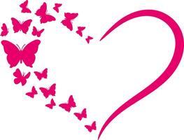 heart with butterfly silhouettes flying vector