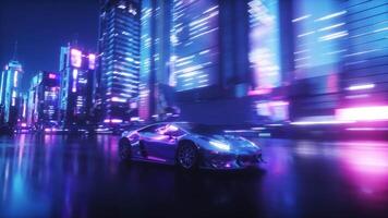 Cyberpunk Stadt und Sci-Fi Auto Schleife video