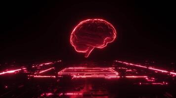 HUD Neon Glowing Brain Digital Backdrop video