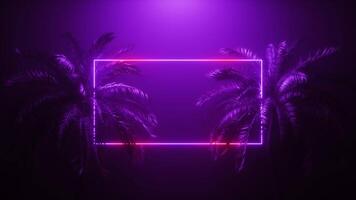 Glowing Frame Between Palm Trees Loop video