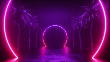 neon kaders en palm bomen synthwave lus video