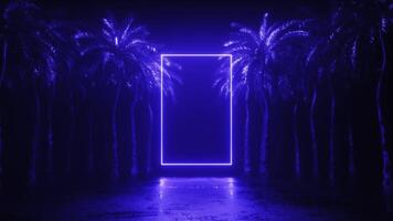 Neon Colorful Frame and Palm Trees Loop video