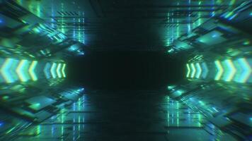 Sci-Fi Neon Glowing Tunnel Digital Background Loop video