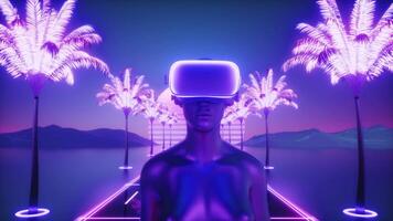 synthwave vrouw karakter wandelen lus backdrop video