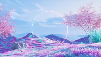 Abstract Colorful Landscape With Neon Frame Background Loop video