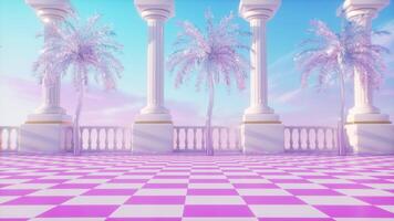 Colorful Synthwave Background With Palm Trees And Columns Loop video