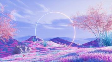 Abstract Colorful Landscape With Neon Frame Background Loop video