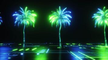 Neon Glowing Palm Trees Futuristic Background video