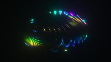 Neon Glowing Abstract Object Flowing Dark Iridescent Backdrop Loop video