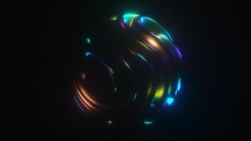 trogen neon lysande mörk regnbågsskimrande abstrakt form bakgrund video