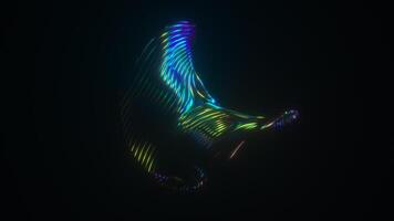 Neon Glowing Dark Iridescent Abstract Form Flowing Futuristic Background video