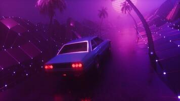 Synthwave Style Backdrop Of Riding Car Loop video