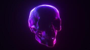 Rotating Neon Glowing Skull Dark VJ Background Loop video