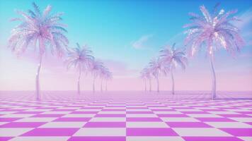 Soft Colorful Synthwave Background Of Palm Trees and Road video