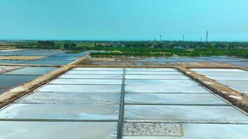 Salt Production Area - Aerial View - Backwards video