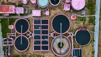 Sewage Treatment Plant - Aerial View - Downwards video