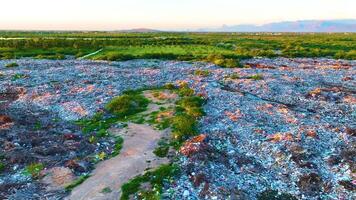 basura tugurio - aéreo ver por un zumbido a la derecha video