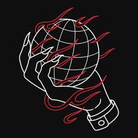 Hand holding globe vector