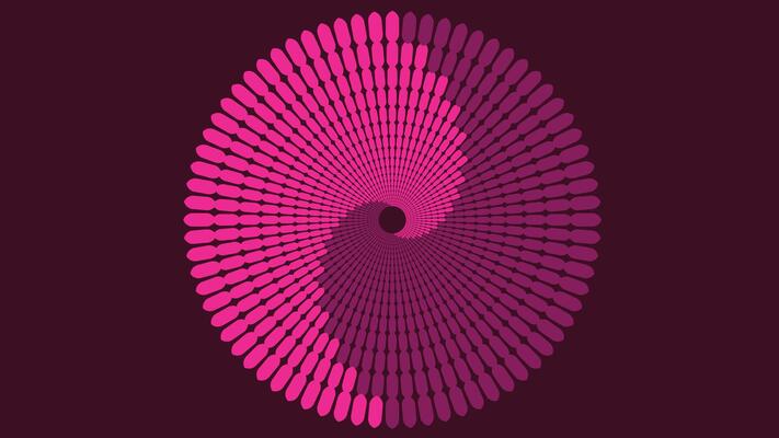Abstract spiral women's day themed dotted vortex style background.