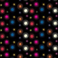 Abstract illustration, black background, multi-colored circle pattern vector