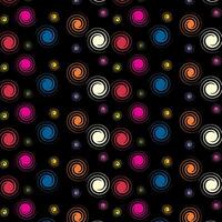 Abstract illustration, black background, multi-colored circle pattern vector