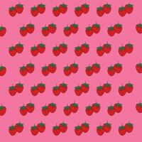 sin costura modelo imagen de fresas en un rosado antecedentes vector