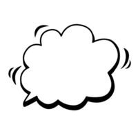 Vector abstract rounded speech bubble for words and text in the form of cloud. Black doodle hand drawn. Isolated Ink drawn dialogue sketch for design.