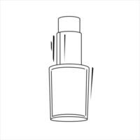 Vector black white outline liquid foundation. Isolated contour cosmetic illustration side view. Drawn makeup icon. For design, cards and banner