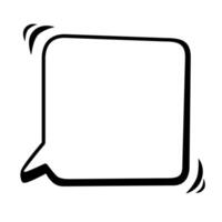 Vector abstract square speech bubble for words and text. Black doodle hand drawn. Isolated Ink drawn dialogue sketch for design, comics and web banners