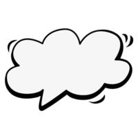 Vector abstract rounded speech bubble for words and text in the form of cloud. Black doodle hand drawn. Isolated Ink drawn dialogue sketch for design.