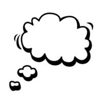Vector abstract rounded speech bubble for words and text in the form of cloud. Black doodle hand drawn. Isolated Ink drawn dialogue sketch for design.